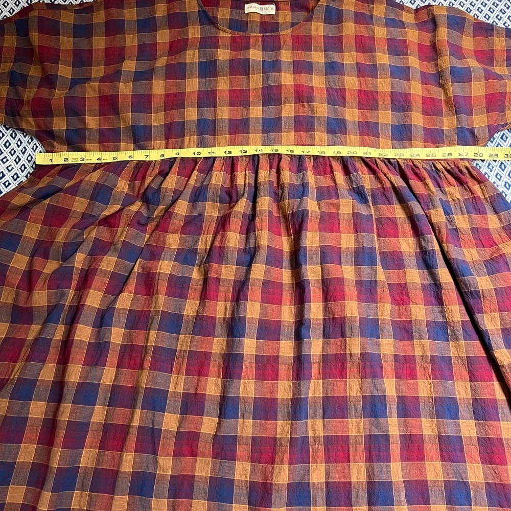 NATURAL LIFE Plaid Midi Dress XL Oversized Cotton - Picture 9 of 9